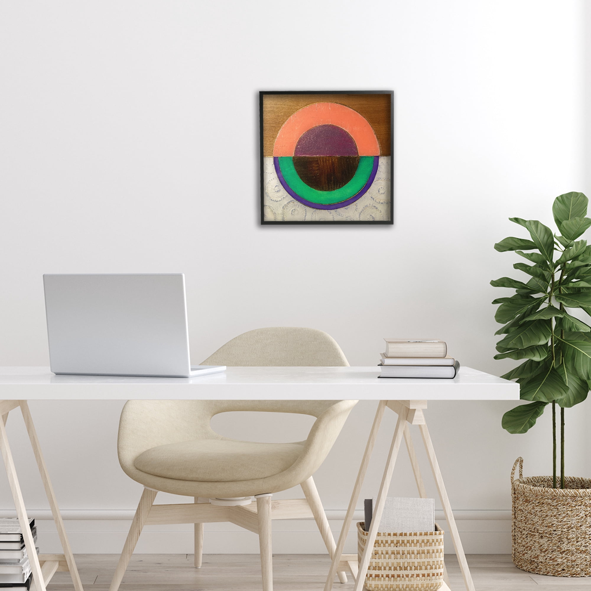 Stupell Industries Horizontal Split Circle Black Framed Giclee Art, design by Matthew Finger