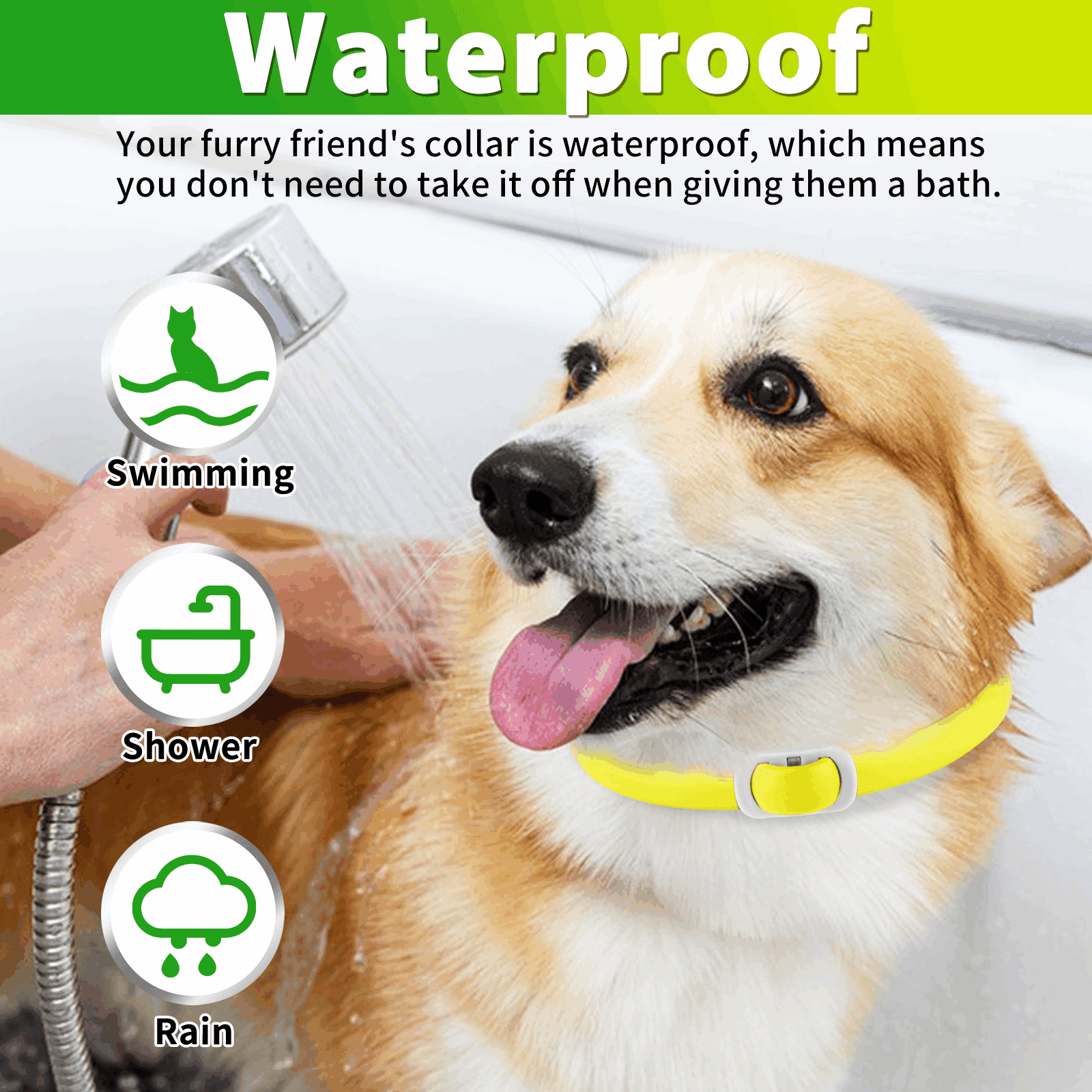 Oimmal Dogs Collar, Mosquito Prevention for Dog, Waterproof, 6 Months Protection, 4 Collars - Green & Yellow