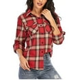 thumbnail image 6 of DondPO Jackets For Women Plaid Shirts For Women Long Sleeve Button Down Christmas Fall Jacket Plaid Shirts For Women Flannel Jacket Women Red 2XL, 6 of 8
