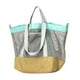 thumbnail image 3 of Bolsa de playa de malla, informal, portátil, para juguetes, camping, compras, gimnasio, picnic. Amarillo, 3 of 9