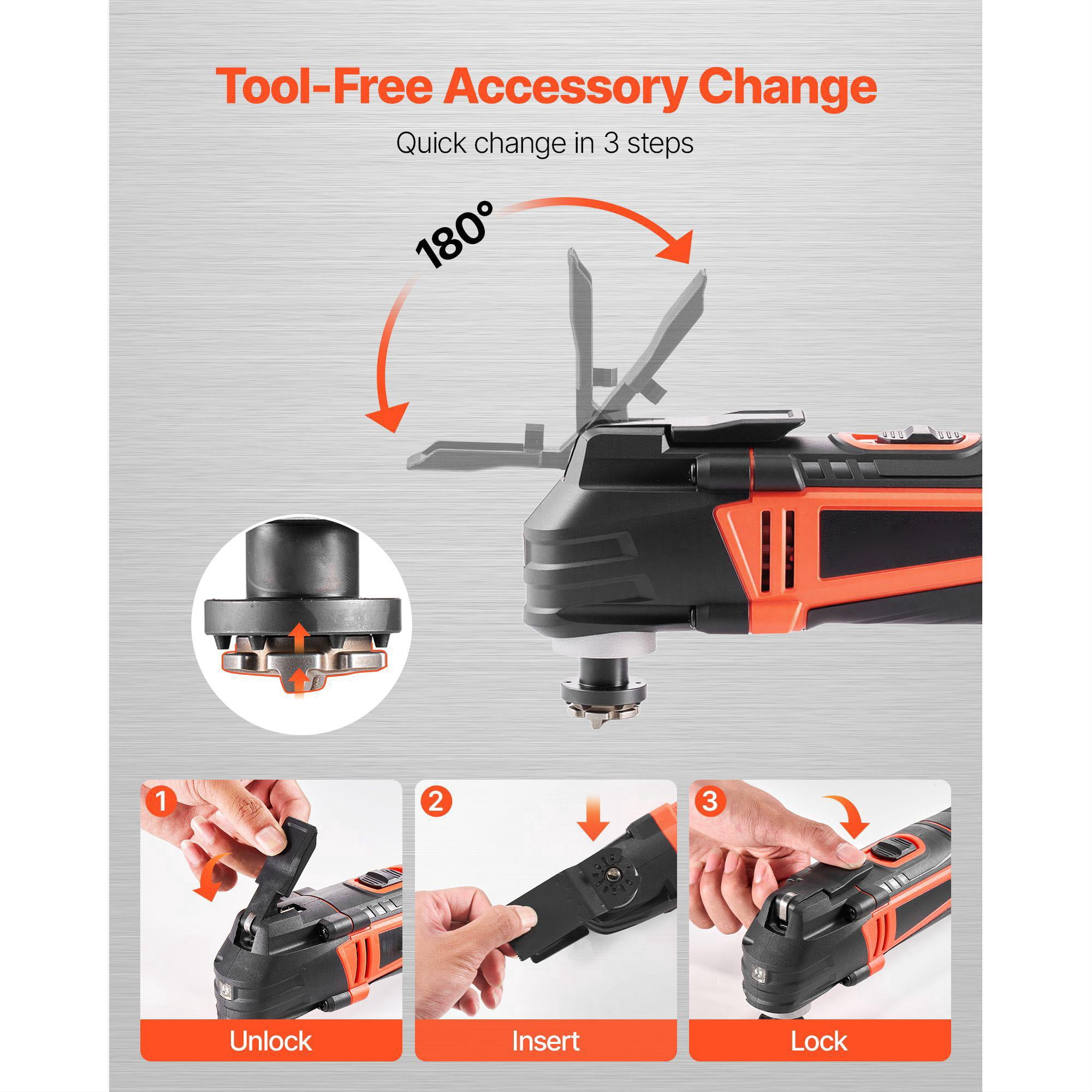 Multi Tool Reciprocating Saw 6 Speed 15000 22000 RPM 3.2 Degree Oscillation Angle 13 Saw Blades LED Light Tool Bag