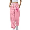 thumbnail image 3 of CFLVAEK Breast Cancer Awareness Sweatpants for Women Casual Drawstring High Waist Gift Pants for Breast Cancer Survivor Comfy Cinch Bottom Baggy Sweat Pant Pink XXL, 3 of 5