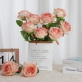 thumbnail image 4 of Pink Fake Roses Artificial Flowers - Fake Artificial Roses Silk Flowers with Stems for Home Wedding Hotel Office Centerpiece Decor（Gradient Pink）, 4 of 5