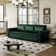 thumbnail image 4 of 93.7" Chesterfield Sofa, King Pull Out Sofa Bed with Nailhead Trim, 3-in-1 Faux Leather Convertible Sleeper Sofa with Rolled Arm, for Apartments, Living Room, Green, 4 of 7