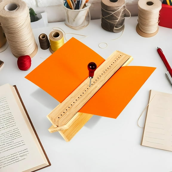 Book Binding Cradle with Awl Sturdy Wood Bookbinding Punching Cradle with Piercing Guide Bookbinding Supplies for Journal Photo Album DIY Craft