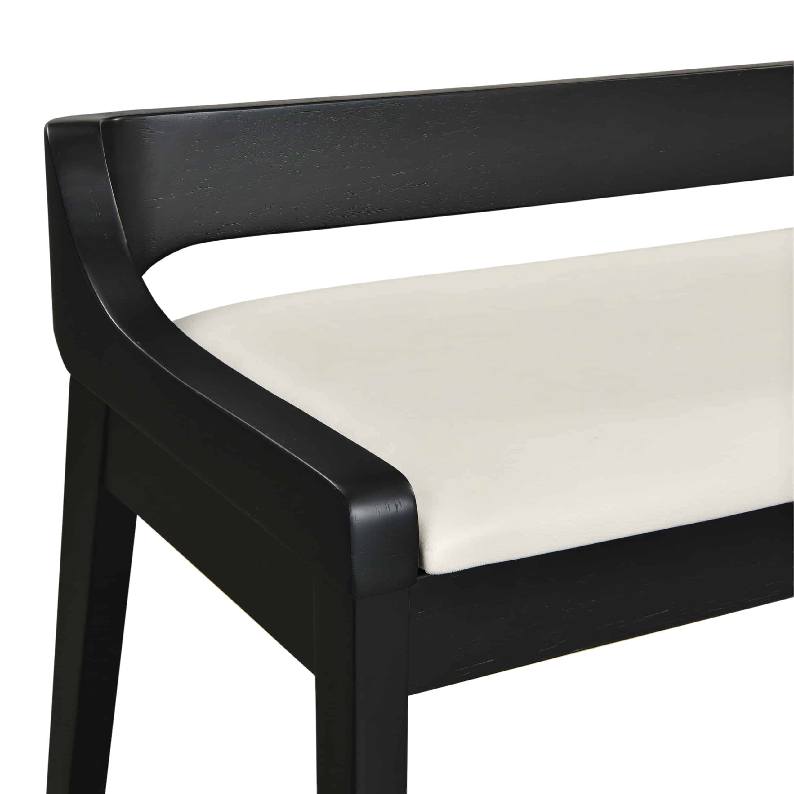 Rasmus Cream Faux Leather Wood Dining Bench - Black Finish