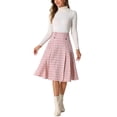thumbnail image 2 of INSPIRE CHIC Women's Plaid Skirt High Rise Pleated A Line Midi Skirt S Pink, 2 of 6