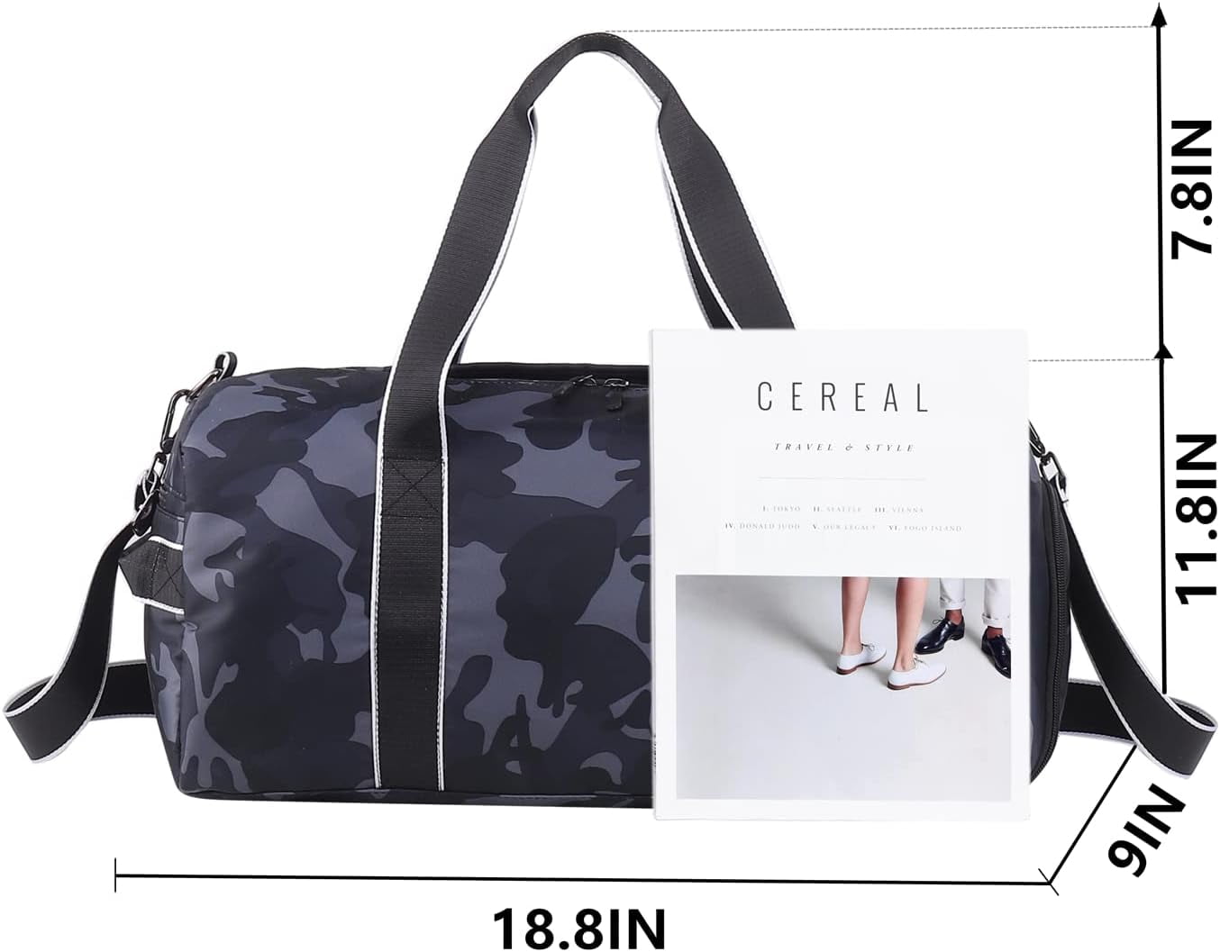 Kids Overnight Duffle Bag Girls Boys Sports Gym Bag with Shoe Compartment Wet Pocket Camouflage travel bag (ArmyGreen)