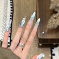thumbnail image 4 of Hand-painted three-dimensional snowflake glass beads, cat's eyes, pure hand-worn nail temperament, whitening, high-end nail patches, fake nails, 4 of 8