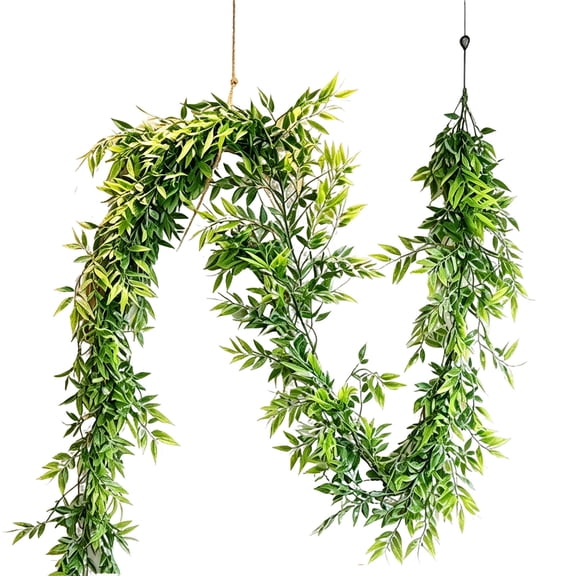 Artificial Vine Leaves Green Plastic Hanging Wall Garden Decor 20x30cm