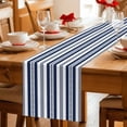 thumbnail image 5 of Navy Blue Striped Table Runner 70 Inches, Modern Farmhouse Geometric Thine Stripes Bed Runner Dresser Scarves Tabletop for Indoor Outdoor Parties/Ceremony/Banquet, 13" x 70", 5 of 9