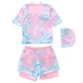 thumbnail image 4 of Girls' Swimsuit 3 Piece Printed with Ruffled and Bow Tie Girls Swimwear Set for Kids, 4 of 7