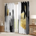 thumbnail image 2 of jejeloiu Abstract Geometric Stripes Black Out Curtains,White Gray Gold Curtains Pack of 2 (42x63 Each) For Men Women, 2 of 6