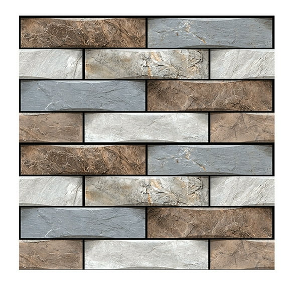 Awwp Peel and Stick Wall Tiles 12x12 Inch, 3D Brick Wall Stickers for Kitchen Bathroom Wall, Waterproof Self-Adhesive PVC Backsplash, Removable Wallpaper Decor