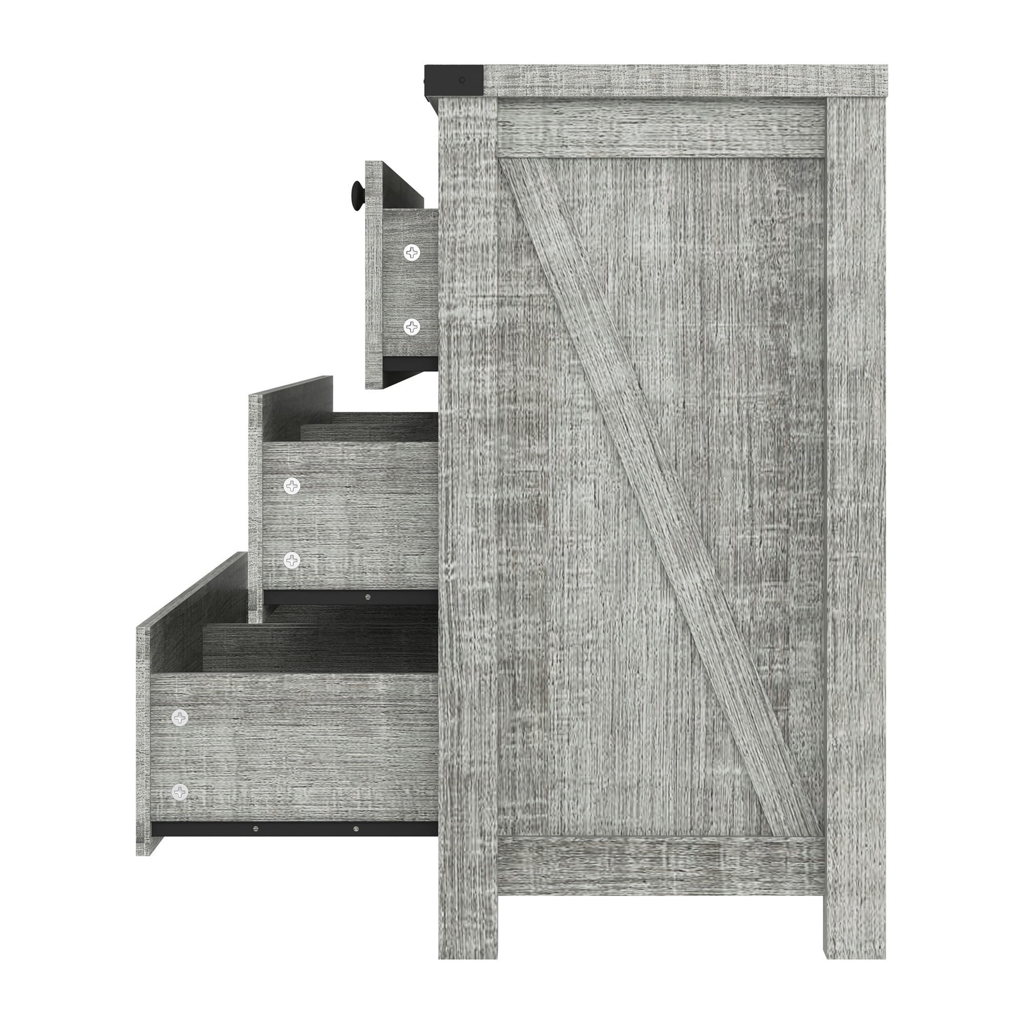 Resenkos Farmhousetic Wooden Led 7 Drawers Dresser for Bedroom, Industrial Gray Chest of Drawers Resenkos Farmhousetic Wooden Led 7 Drawers Dresser for Bedroom, Industrial Gray Chest of Drawers