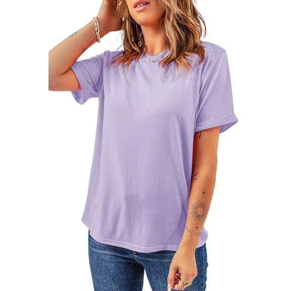 Women's Orchid Petal Casual Crew Neck Tee – Short Sleeve Everyday Essential for Summer, 3XL