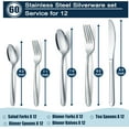 thumbnail image 2 of BEWOS 60-Piece Silverware Set, Stainless Steel Silverware Sets for 12, Forks Spoons and Knives Set, Cutlery Set, Mirror Polished Flatware Set, Dishwasher Safe Kitchen Utensils Set for Home, Restaurant, 2 of 8