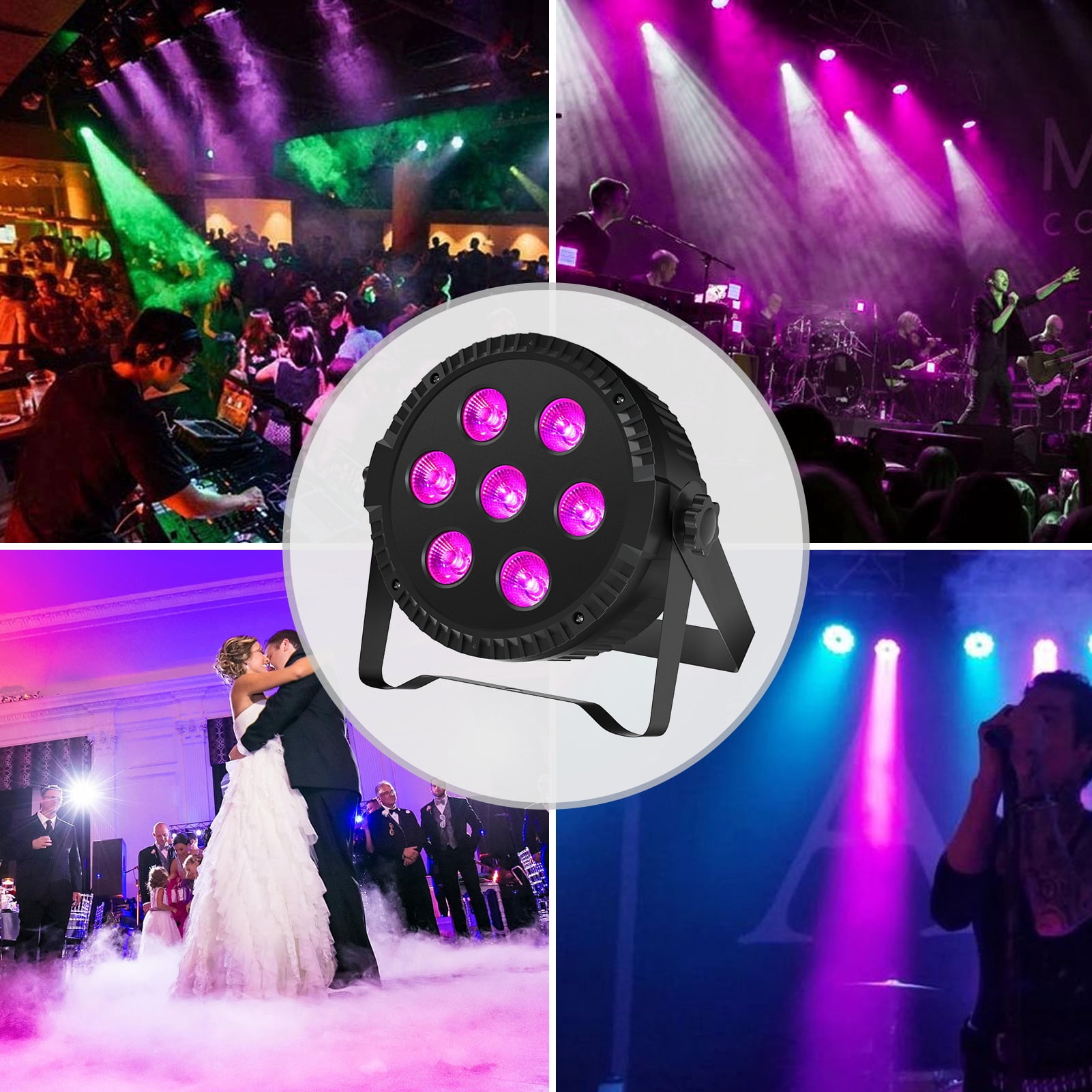 2-Pack RGBW LED Stage Lights, 7x6W Par Lights, DMX/Sound Control for Wedding, Party, DJ, Church Events