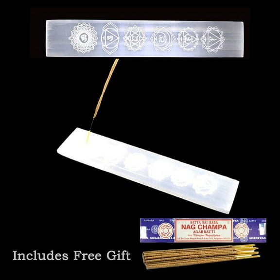7 Chakra Style B 8 inch Selenite Incense Burner