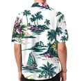 thumbnail image 6 of Domuza Men's Hawaiian Tropical Shirt Short Sleeve Casual Stylish Button T Shirt Beach Vacation Lightweight Relaxed Fit Blouse White XL, 6 of 7