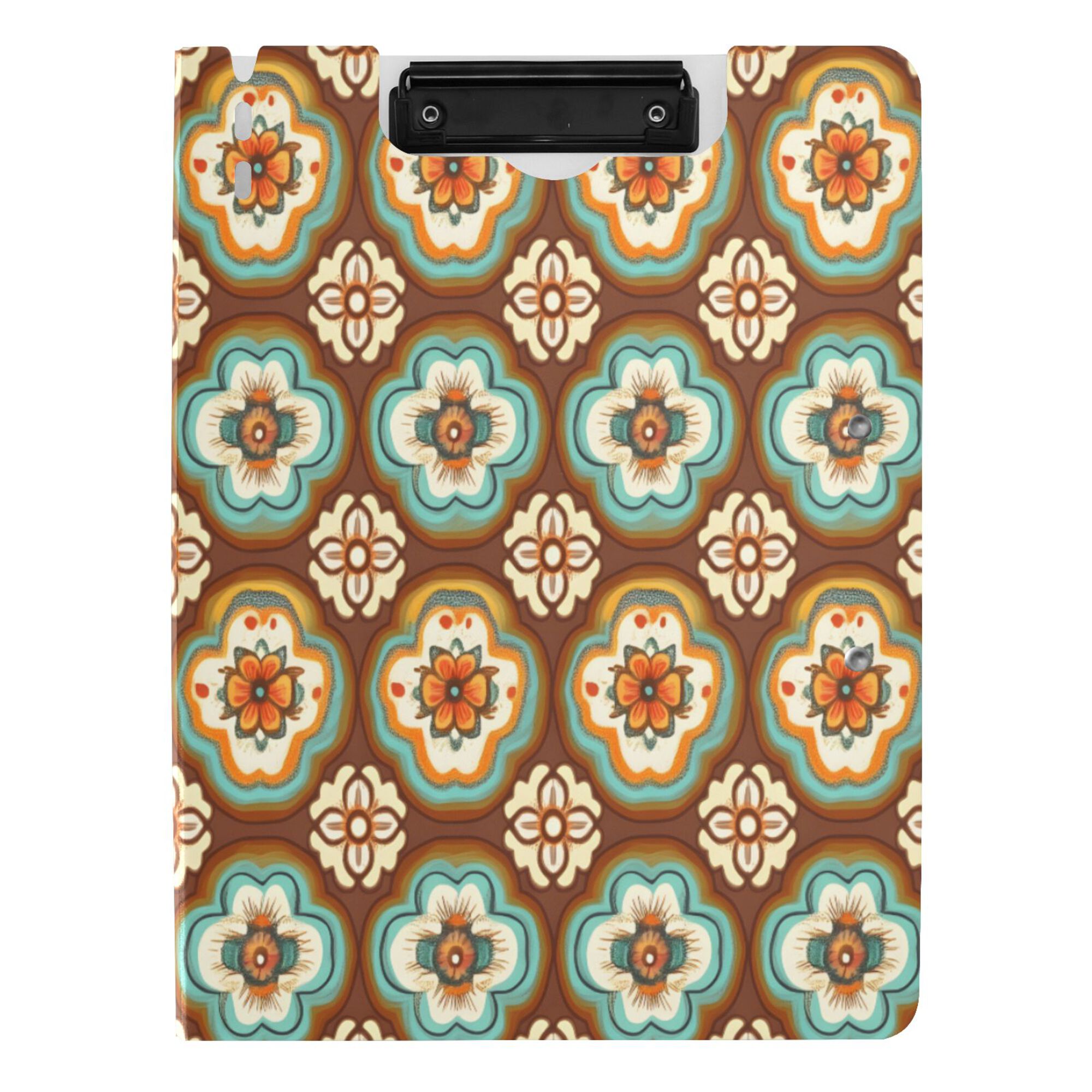 FORMRS A4 Clipboard Folder with Pen Holder Horizontal Foldable School Office Binder, Retro Blossom Flower