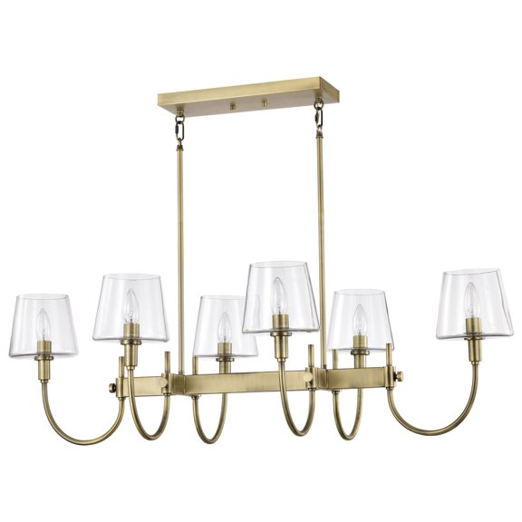 Nuvo Lighting Brookside 6 Light Island Pendant - Vintage Brass Finish - Clear Glass - Vintage Brass