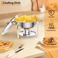thumbnail image 3 of Twister.CK Ensemble de Buffet Rond de 5 Qt pour Réchauds, Lot de 4 Réchauds en Acier Inoxydable avec Couvercles et Supports, Cuillère de Service et Pince pour Traiteur, Fêtes, Mariages, 3 of 8