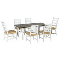 Yardi Yarda Patio Dining Set for 6, Outdoor Furniture Set with a Table & Chairs, Table with Umbrella Hole, Beige