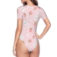 thumbnail image 3 of Uemuo Rabbit And Peach Pattern Women's One Piece Short Sleeve Swimsuit Rash Guard Surfing Modest Quick-drying Swimsuit Beach Essentials-XX-Large, 3 of 9