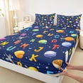 thumbnail image 4 of Erosebridal Outer Space Theme Planet Full Size Sheets,Colorful 3D Letter Bed Sheets For Boys Kids 4 Pieces, 4 of 6