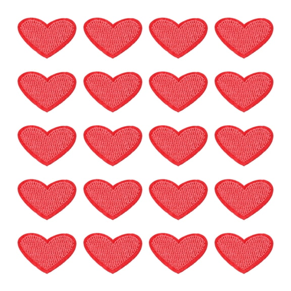 Uxcell 20 Pack Heart Iron on Patches, Embroidered Sew on Applique Patches, Red