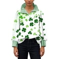 thumbnail image 5 of St. Patrick's Day Hoodie for Women Classic Plaid Pattern Ribbed Collared Button Placket Long Sleeve Loose Fit Festive Holiday Graphic Top, 5 of 6