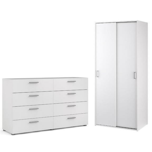 Home Square 2-Piece Contemporary Engineered Wood White