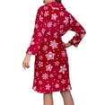 thumbnail image 6 of Festive Snowflake Print Flannel Bathrobe For Soft Kimono Style Loungewear With Belt Cozy Warm Sleepwear, 6 of 9
