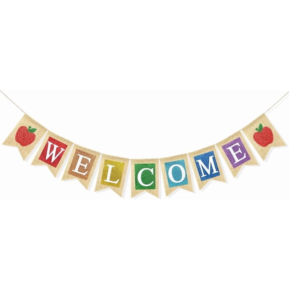 Welcome Banner for Back to School Decorations, First Day of School Banner Welcome Sign for Classroom Decorations Office Home Decor School Party Supplies