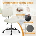 thumbnail image 4 of Armless Office Desk Chair with Wheels, Adjustable Height 360° Rolling Swivel Lumbar Support Low-Back Computer Chair, PU Leather, White, 4 of 7