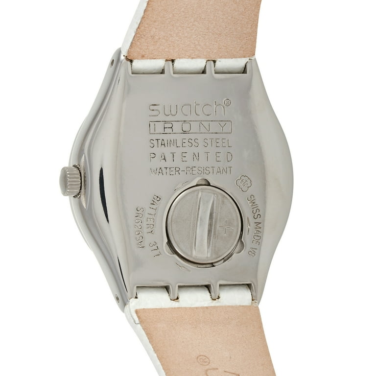 Swatch Irony Stainless Steel Watch White Leather Strap Silver Dial Swiss Made Swatch watch Irony White Leather Swiss Model YNS107  main image 3