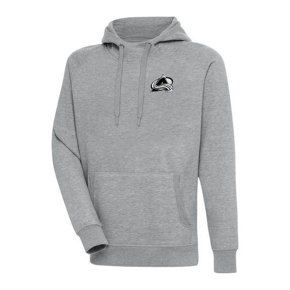Men's Antigua  Heather Gray Colorado Avalanche Metallic Logo Victory Pullover Hoodie