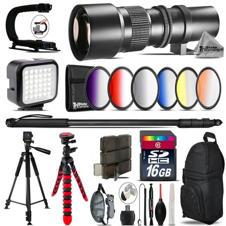 500mm Telephoto Lens for Nikon D3300 D3400 - Video Kit +  Flash - 16GB
