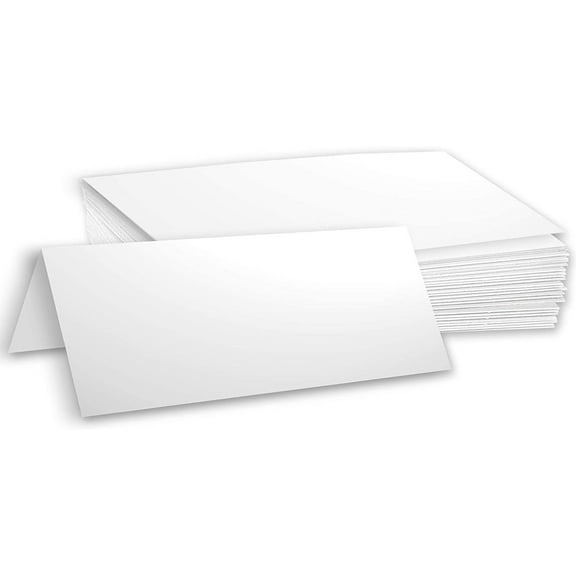 Hamilco Blank Tent Name Place Table Cards 3 1/2" x 11" Folded Card Stock - White Cardstock Paper 80lb Cover - 100 Pack