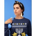 thumbnail image 4 of Tstars Women's Funny Jewish Holidays Ugly Christmas Hanukkah Sweatshirt,Small Navy, 4 of 6