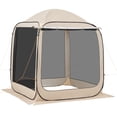 thumbnail image 2 of Screen House Tent, 6 x 6 ft, 4-6 Person Pop Up Screen Tent with Extended Awning, Portable Screened in Canopy with Carry Bag, Netting Sides, for Patio, Backyard, and Outdoor Activities, Beige, 2 of 13