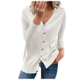 thumbnail image 2 of Pxiakgy cardigan for women Women's Button Sweater Top Solid V-neck Long Sleeve Sweater Ladies Fashion Loose Blouse Cardigans Outerwear TopWomen's Cardigan White + XXL, 2 of 8