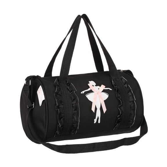 Uxcell Dance Bag, Personalized Short Lace Dancer Pattern Yoga Bag with Adjustable Strap, Cute Ballet Travel Duffel Tote Black-Fitting(Ballet/Yoga/Gym Sport/Travel Duffel)