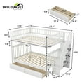 thumbnail image 4 of Full over Ful Bunk Bed with Storage Drawers and 3-Tier Shelves, Bunk Bed/Wood Bunk Bed Full Size with Safety Guardrail, Headboard and Footboard, Bunk Bed for Teens, Adult(White), 4 of 14