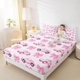thumbnail image 4 of Feelyou Girl Ribbon Bowknot Full Size Sheets, Fashion Cartoon Race Car Bed Sheets, 4pcs, 4 of 7