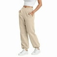 thumbnail image 4 of TTUHYWXI Women Sweatpants with Pockets Casual Low Rise Elastic Waisted Comfy Relaxed Fit Workout Joggers (Beige, S), 4 of 4