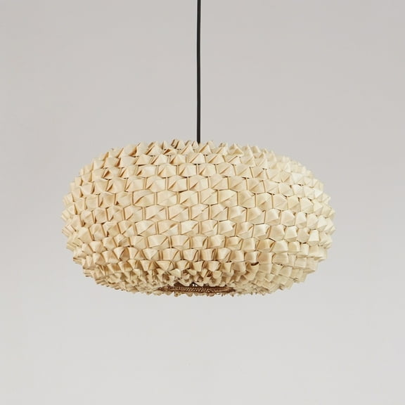 Jarri Lights Checkered Palm Leaf Pendant Lamp Shade - Natural & Eco-Friendly