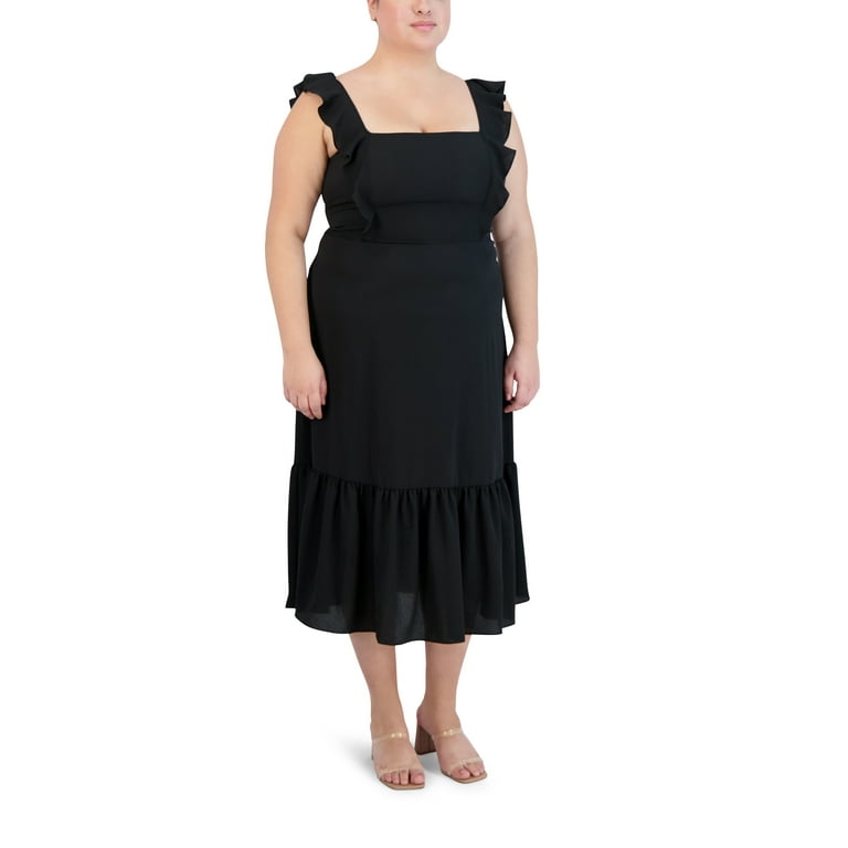 BCBG Paris Women s Ruffle Strap Midi Dress Walmart