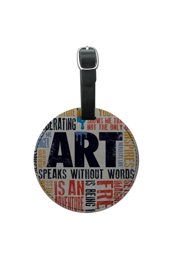 Art Speaks Without Words Adventure Inspires Expresses Round Leather Luggage Card Suitcase Carry-On ID Tag